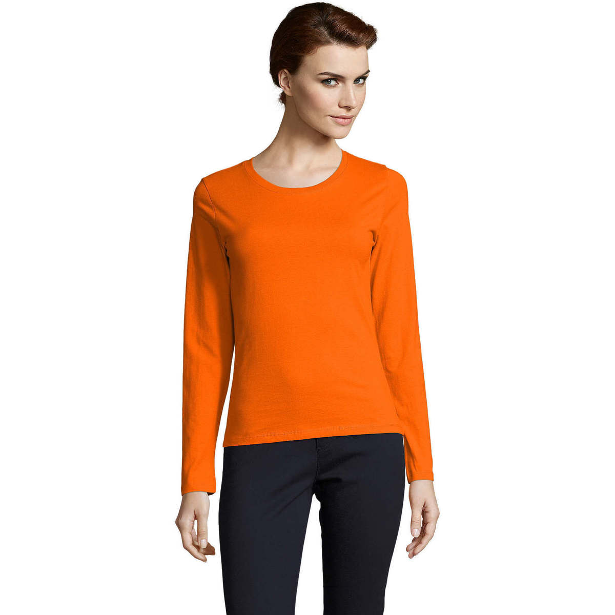 Textiel Dames T-shirts met lange mouwen Sols Camiseta imperial Women Orange