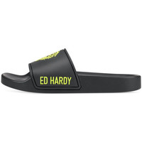 Schoenen Dames Slippers Ed Hardy - Sexy beast sliders black-fluo yellow Zwart