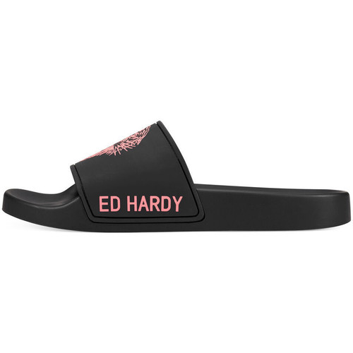 Schoenen Dames Slippers Ed Hardy Sexy beast sliders black-fluo red Zwart