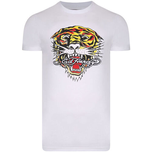Textiel Heren T-shirts korte mouwen Ed Hardy Tiger mouth graphic t-shirt white Wit