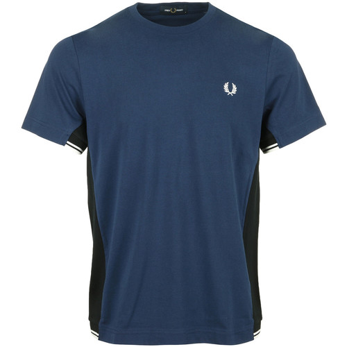 Textiel Heren T-shirts korte mouwen Fred Perry Twin Tipped Panel T-Shirt Blauw