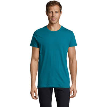 Textiel Heren T-shirts korte mouwen Sols REGENT FIT CAMISETA MANGA CORTA Blauw