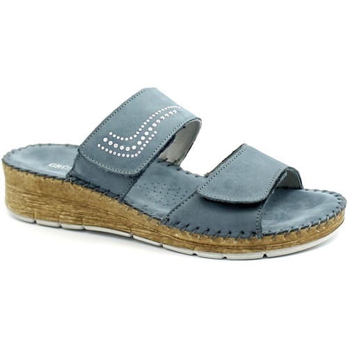 Schoenen Dames Leren slippers Grunland GRU-E21-CI2944-BL Blauw