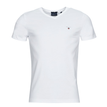 Textiel Heren T-shirts korte mouwen Gant ORIGINAL SLIM V-NECK T-SHIRT Wit