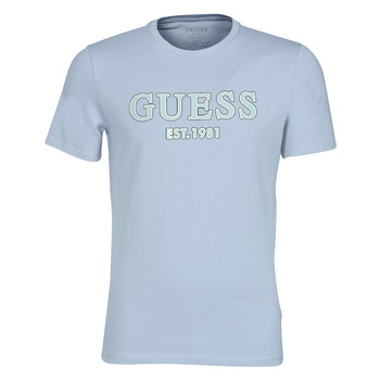 Textiel Heren T-shirts korte mouwen Guess POINT CN SS TEE Blauw