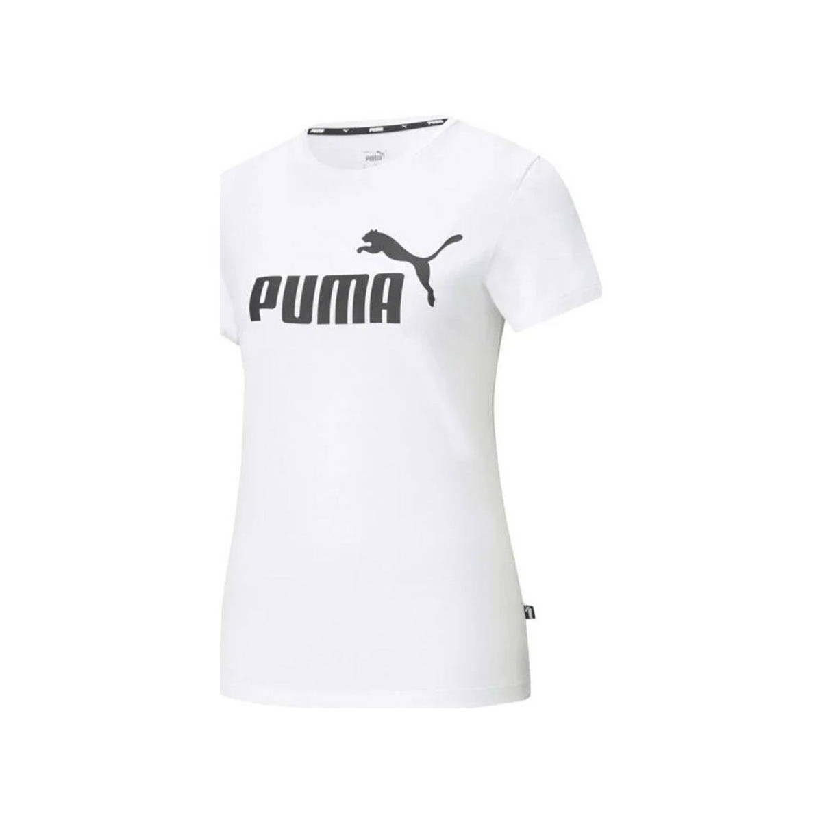 Textiel Dames T-shirts korte mouwen Puma Ess Logo Tee Wit