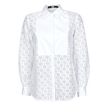 Textiel Dames Overhemden Karl Lagerfeld KL MONOGRAM LACE BIB SHIRT Wit