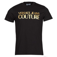 Textiel Heren T-shirts korte mouwen Versace Jeans Couture 72GAHT01 Zwart / Goud