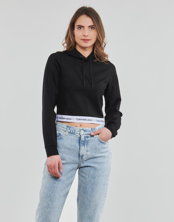 Textiel Dames Sweaters / Sweatshirts Calvin Klein Jeans CONTRAST TAPE MILANO HOODIE Zwart