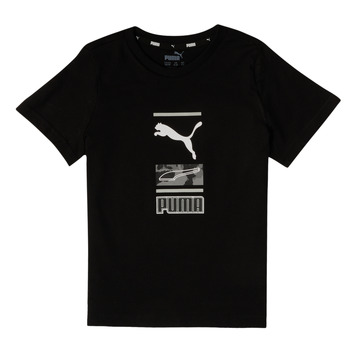 Textiel Jongens T-shirts korte mouwen Puma ALPHA GRAPHIC TEE Zwart