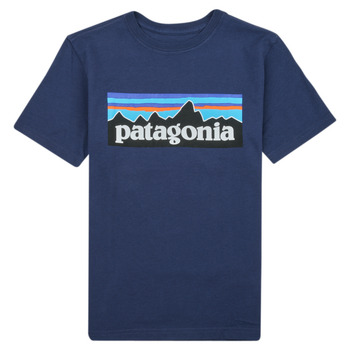 Textiel Kinderen T-shirts korte mouwen Patagonia BOYS LOGO T-SHIRT Marine