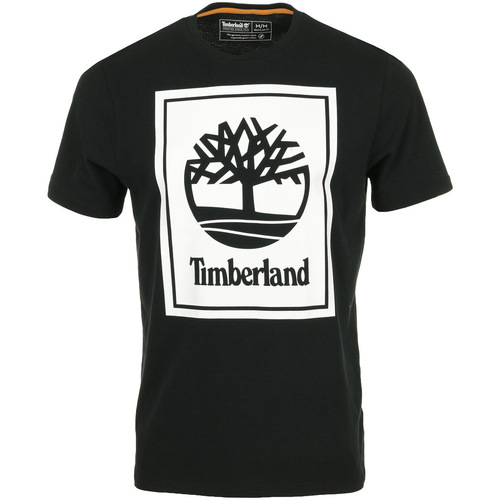 Textiel Heren T-shirts korte mouwen Timberland Stack Logo Tee Zwart
