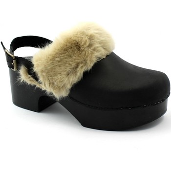 Schoenen Dames Leren slippers Divine Follie DIV-I21-432-NE Zwart