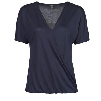 Textiel Dames T-shirts korte mouwen Esprit CLT wrap tshirt Marine