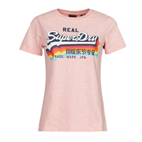 Textiel Dames T-shirts korte mouwen Superdry VL TEE Shell / Roze / Marl