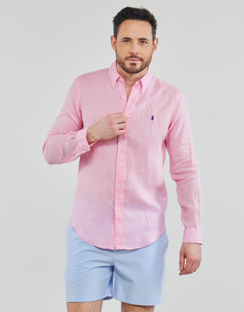 Textiel Heren Overhemden lange mouwen Polo Ralph Lauren Z221SC19 Roze / Carmel / Roze