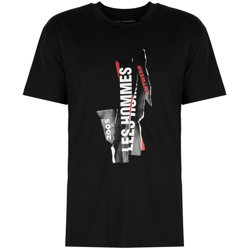 Textiel Heren T-shirts korte mouwen Les Hommes LJT224-710P | Logo Zwart