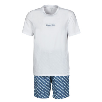 Textiel Heren Pyjama's / nachthemden Calvin Klein Jeans SHORT SET Marine / Wit