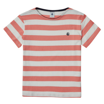 Textiel Meisjes T-shirts korte mouwen Petit Bateau BIBALI Wit / Roze