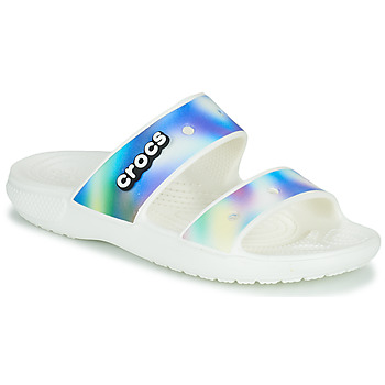 Schoenen Dames Leren slippers Crocs CLASSIC CROCS SOLARIZED SANDAL Wit / Blauw