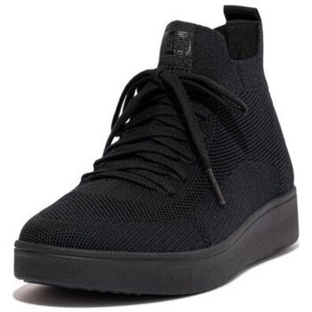 Schoenen Dames Lage sneakers FitFlop RALLY X KNIT HIGH-TOP SNEAKERS ALL BLACK Blauw