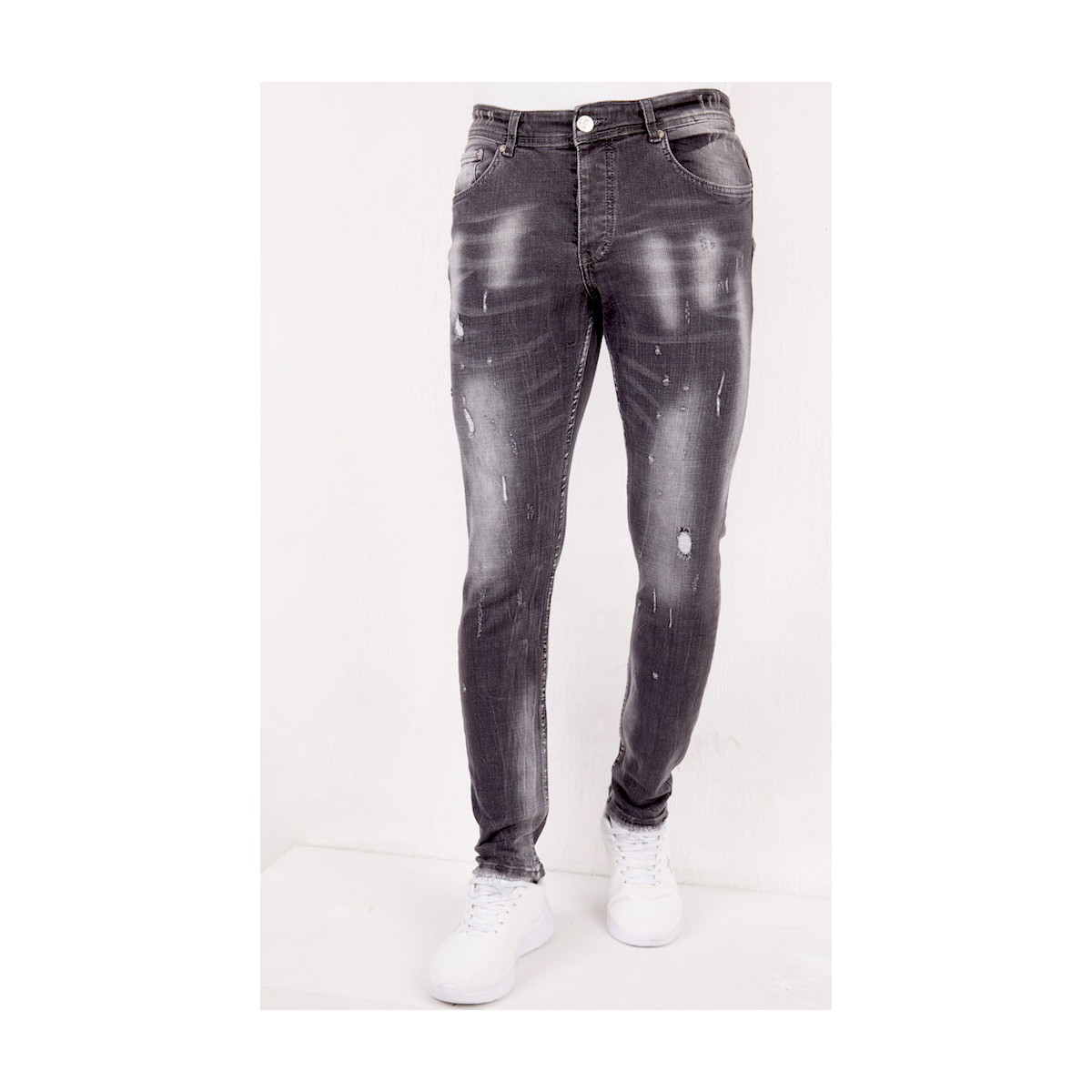 Textiel Heren Skinny jeans True Rise Grijze Jeans Scheuren SLM Grijs