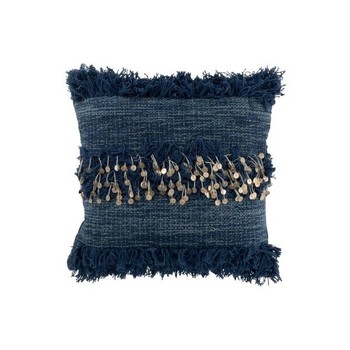 Wonen Textiel voor buiten J-line COUSSIN BORD MIROIR COT BLEU (45x45x4cm) Blauw