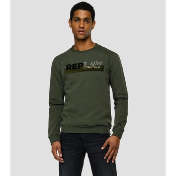 Textiel Heren Sweaters / Sweatshirts Replay Sweat-shirt ras-du-cou en cotton vert