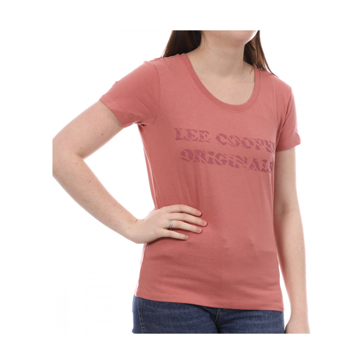 Textiel Dames T-shirts korte mouwen Lee Cooper  Roze