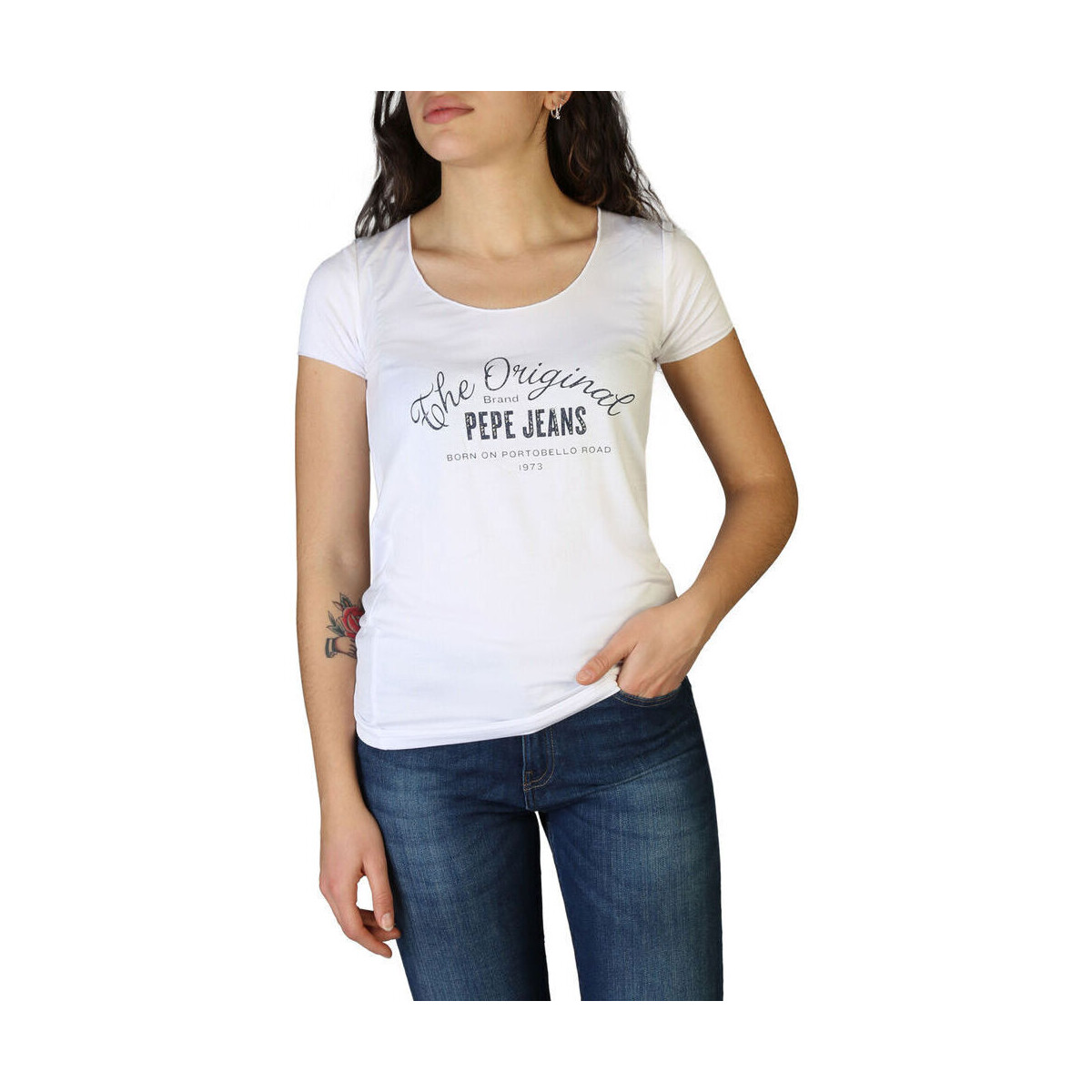 Textiel Dames T-shirts korte mouwen Pepe jeans - cameron_pl505146 Wit