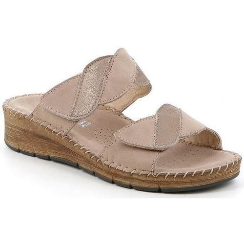 Schoenen Dames Leren slippers Grunland DSG-CI3001 Brown