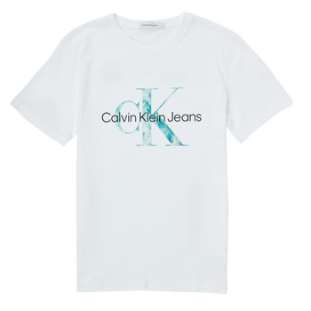 Textiel Kinderen T-shirts korte mouwen Calvin Klein Jeans MONOGRAM LOGO T-SHIRT Wit