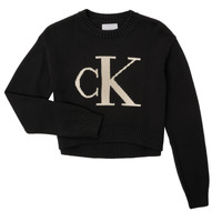 Textiel Meisjes Sweaters / Sweatshirts Calvin Klein Jeans MONOGRAM SWEATER Zwart
