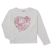 Textiel Meisjes T-shirts met lange mouwen Desigual ALBA Wit / Roze
