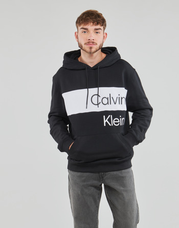 Textiel Heren Sweaters / Sweatshirts Calvin Klein Jeans INSTITUTIONAL BLOCKING HOODIE Zwart / Wit