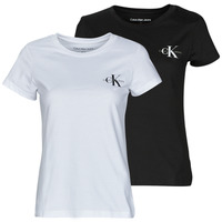Textiel Dames T-shirts korte mouwen Calvin Klein Jeans 2-PACK MONOLOGO SLIM TEE Zwart / Wit