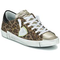 Schoenen Dames Lage sneakers Philippe Model PARISX LOW WOMAN Leopard / Goud