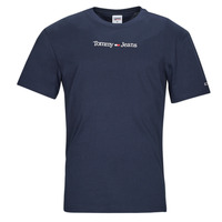 Textiel Heren T-shirts korte mouwen Tommy Jeans TJM CLASSIC LINEAR LOGO TEE Marine