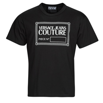 Textiel Heren T-shirts korte mouwen Versace Jeans Couture 73GAHT11-899 Zwart / Wit