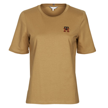 Textiel Dames T-shirts korte mouwen Tommy Hilfiger REG MONOGRAM EMB C-NK SS  camel