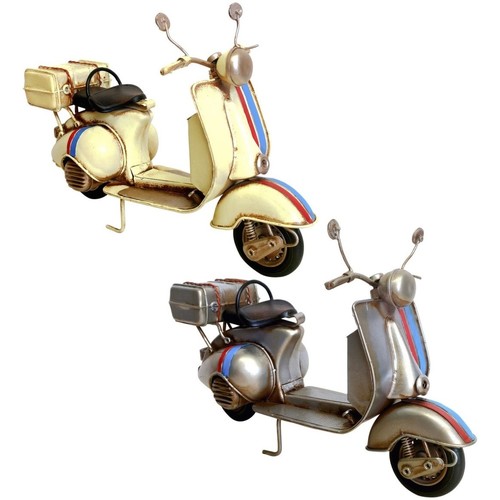 Wonen Beeldjes Signes Grimalt Vintage Scooter Motorfiets 2 Eenheden Wit