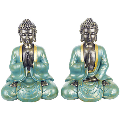 Wonen Beeldjes Signes Grimalt Boeddha-Vezel Mediteert 2 Eenheden Blauw