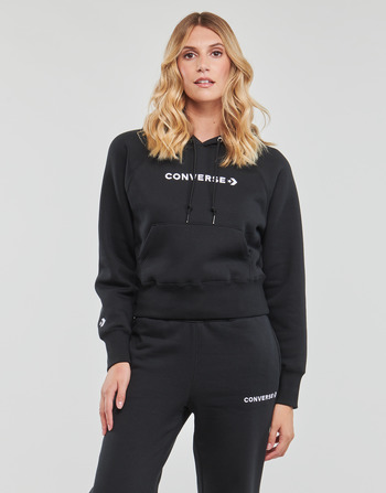 Textiel Dames Sweaters / Sweatshirts Converse WORDMARK FLEECE PULLOVER HOODIE  zwart