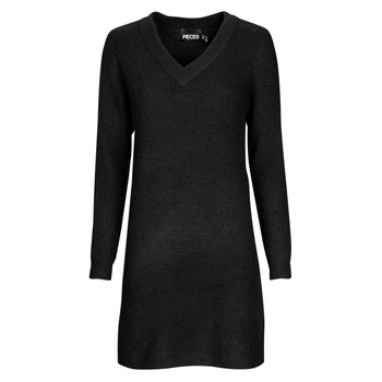 Textiel Dames Korte jurken Pieces PCELLEN LS V-NECK KNIT DRESS Zwart