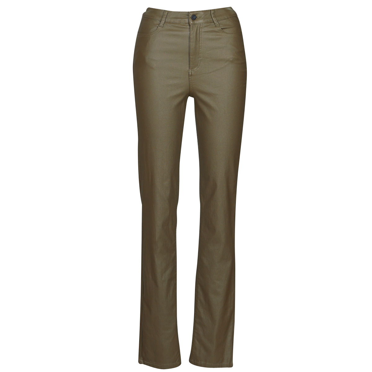 Textiel Dames Skinny jeans Vila VICOMMIT COATED HW STRAIGHT PANT Brown