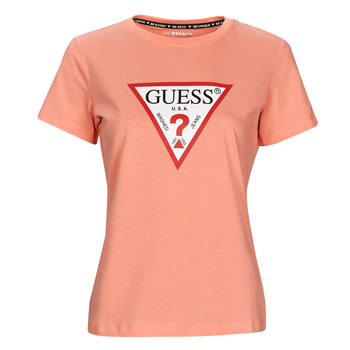 Textiel Dames T-shirts korte mouwen Guess SS CN ORIGINAL TEE Roze