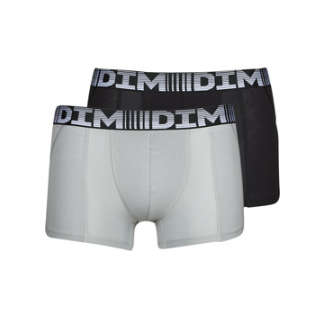 Ondergoed Heren Boxershorts DIM COTON 3D FLEX X2 Zwart / Grijs