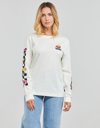 Textiel Dames T-shirts met lange mouwen Vans POPPY CHECK LS BFF Marshmallow