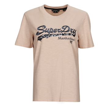 Textiel Dames T-shirts korte mouwen Superdry VINTAGE LOGO BOROUGH TEE Roze / Dust