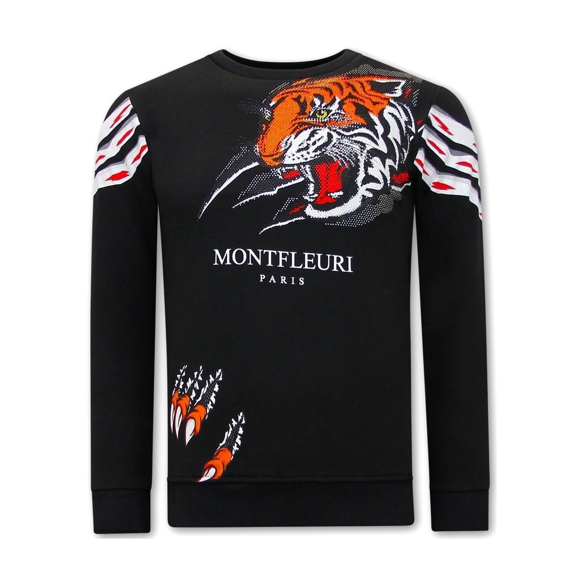 Textiel Heren Sweaters / Sweatshirts Tony Backer Print Tiger Head Black Zwart